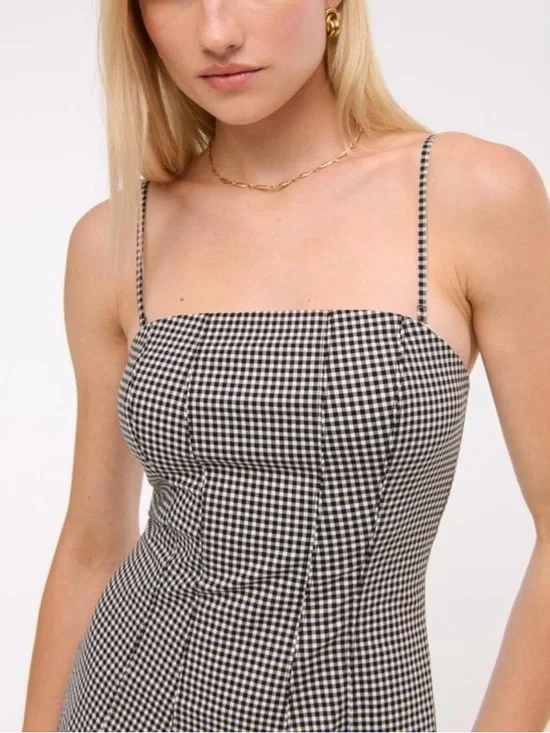 Abercrombie & Fitch Mila Gingham Mini Dress in Black/White - S - Picture 2 of 8